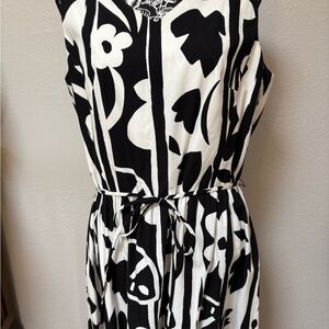 Talbots Black and White Sleeveless Sundress Midi